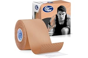 ‎CURETAPE CureTape® Kinesiologie Tape | Elastisches Kinesiotapes mit +25% Klebekraft | Wasserfestes & Latexfreies Kinesiotape | Sporttape für Verletzungen & Beschwerden | TÜV-Zertifiziert | 5cm x 5m | Beige