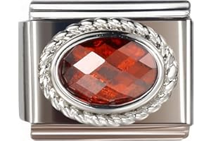 NOOFNO Birthstone Italian Bracelet Charms for Women, 9mm,Zircon, Birthday Gift