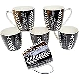 UPC Set of 6 Coffee Mugs New Modern Design Fine Bone China Ceramics Tableware, Premium Light Tea/Coffee Cups (Set of 6 Mugs in a Box) 220ML/CUP (CM408)