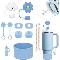 Stanley Cup Zubehör Set - 6-teilig, Lila - Inkl. Trinkhalmkappen, Auslaufsichere Stopfen, Trinkhalm, Bürste & Cup Ärmel - Für 850 Ml & 1200 Ml Becher