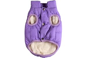 JoyDaog 2-warstwowa kurtka dla psa z podszewką polarową, na zimę, zimną pogodę, bardzo miękka kamizelka dla szczeniaka, wiatroszczelna, płaszcz dla pieska, fioletowa, XS