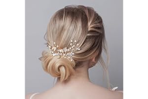 Brautschmuck, Etercycle Braut Kopfschmuck Hochzeit Haarspangen Kristall Haarnadeln Reben Blume Blatt Perle Haarschmuck für Braut (Gold)