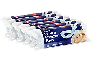 Kordis Strong Tie Handle Food Freezer Bags - 6 x 50 Medium Fridge Bags for Storage - Blue Plastic With Handles to Keep Food Fresh - For Home & Travel Use - 300 Count