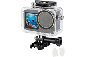 UTEBIT Custodia impermeabile per fotocamera DJI Osmo Action 5/ Azione 4/ Azione 3 Custodia impermeabile 50 M/164 FT Immersione Subacquea per Action Camera con Accessori di Montaggio (Trasparente)