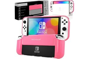 TECHGEAR Ergo Grip - Custodia per Nintendo Switch OLED, morbida cover posteriore protettiva in silicone TPU, impugnature ergonomiche e imbottite, compatibile con supporto e Joy-Con [leggera,