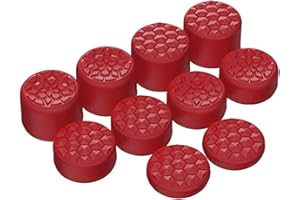 PlayVital Copri Levette Analogiche Gommini Ergonomici Thumb Grip per ps5,per ps4,per Xbox Series/One X S,Switch Pro Controller Joystick-10 Pezzi 3 Altezze-Diamante Grano&Crepa Bomba-Rosso