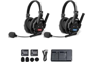 SYNCO XTALK XMax2 Wireless Intercom Headset, Two-Ear Headset 500 m Range, 24h Battery for Event TV, Film Production, Team Communication, Pack of 2