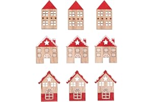 Rayher Maisons miniatures en bois av.dot adhésif 4,5-4,2cm sct.-LS 9pc, 46711000