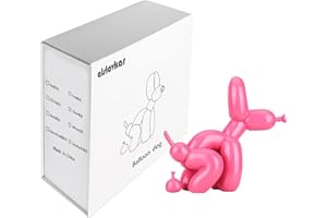 alslovkar Squat Balloon Dog Statue, Resin Sculpture Home Decor, Modern Desk Office Home Decoration Accessory for Living Room, Animal Figures (Larnished Pink, 9.5 x 9.5 cm)