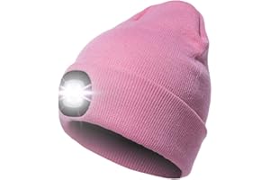 enjoydeal USB Rechargeable Beanie Hat Lighted Knit Hat Hands Free 4 LED Beanie Cap for Camping Grilling Running Walking