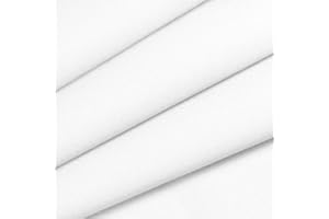 DISCOVER LIFESTYLE & FASHION FABRICS Plain White 100% Cotton Fabric for Craft Quilting Bedding Sheeting Bunting Woven Calico Clearance Material (60" - 150 cm Wide, 5 Metres)