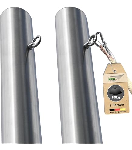 2x Hängematten-Pfosten Ø 101,6mm, 2,5m, wetterfest, bis 200kg (2 Personen) | Outdoor-Befestigung (Gestell) für Hängematten bis 390 cm: inkl. 2 Bodenhülsen à 0,75 m
