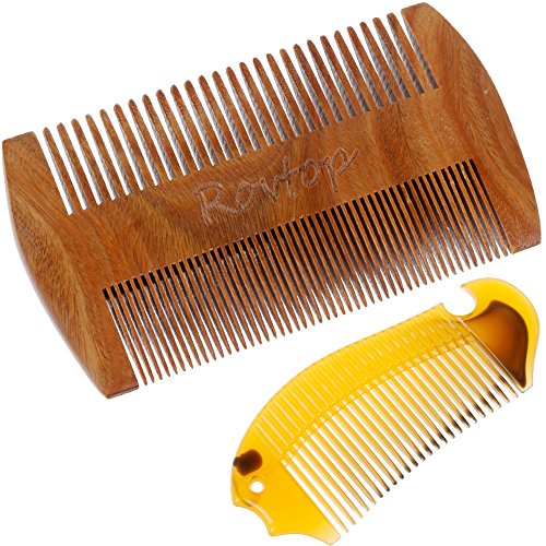 Rovtop Beard Wooden Comb, Anti-static wooden comb for Beard Care with One Yellow comb for Hair Styling