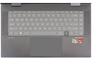 MiNGFi Silicone Clavier Coque de Protection/Couverture pour HP 2020 2021 Envy x360 Fingerprint Reader 13" 13-ba/ay/BD 14" 14-EB 15" 15-EU/ES/EP - Transparent