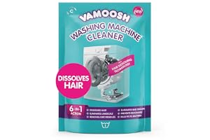 Vamoosh Rengör 6-i-1 tvättmaskiner – löser hår, tar bort dålig lukt, tar bort kalk, djuprengöring, antibakteriell, avkalkningsmedel, 2 kuvert, 2 tvättar – original fräsch doft