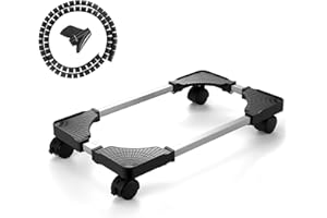 Hmseng Soporte de Torre para PC, Soporte de Torre Ajustable Universal para computadora con 4 Ruedas de Bloqueo Debajo de la Mesa.
