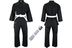 VERSAL Karate Gi per bambini/adulti, uniforme da karate per studenti, colore bianco, 226,8 g, in policotone leggero, per allenamento di arti marziali, sparring, taekwondo, con cintura
