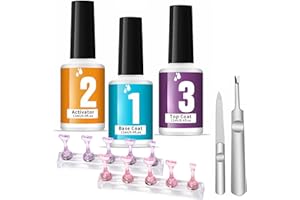 MEUNHY 7 PCS Dip Powder Nail Set,with Dip Base Top Gels,Activator,Top Gels Coats,Dipping Powder Starter Kit Suitable for Manicure Starter,Gift for Women and Girls Home DIY & Salon Use