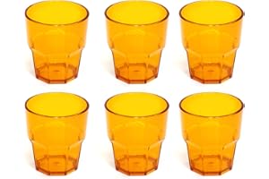 Omada Design set de 6 vasos de 30 cl, bebidas o vasos largos, 12,5 cm de alto en plástico, irrompible, apilable, forma octogonal y apto para lavavajillas, línea Unglassy (6 pezzi Amarillo)
