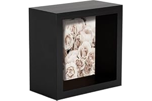 Nicola Spring 3D Shadow Box Photo Frame - 4 x 4 (10 x 10cm) - Pack of 1 - Black 3D Photo Picture Frame Deep Box Small Square Display Case for Crafts, Keepsakes, Wedding, Graduation