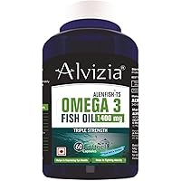 Alvizia Triple Strength Fish Oil 1400mg Burp-Less with Omega 3 900mg - 60 Capsules (1 Month Supply), Cold-Water Peruvian…