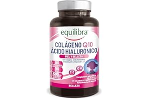 Equilibra Complemento alimenticio, Colágeno Q10 Ácido Hialurónico, Bueno estado de la piel, a Base de Colágeno Hidrolizado, Ácido Hialurónico, Coenzima Q10, Vitaminas C y E, 90 Comprimidos