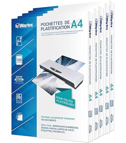 MAXDONE 50 Pochettes De Plastification A3 A4 A5 A6, 80 Microns 50 Feuille Plastifieuse Feuille