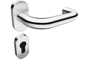 Sempro Felix Poignée de porte ovale sur rosette ovale 32 x 62 cm - Espacement des vis 45 - Acier inoxydable V2A pour extérieur