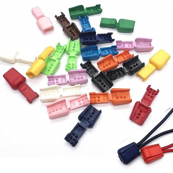 40 Stop Cordons (Bouchons De Cordon) - Double Trou, Ressort Métal - Pour Lacets, Sac à Dos, Vêtements - 10 Couleurs - 10