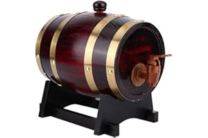 MOUMOUTEN Botte Di Vino, Botte Di Invecchiamento in Rovere Vintage Da 1,5 Litri Con Supporto Dispenser Per Secchielli, Per Bevande Di Brandy Vino Whisky