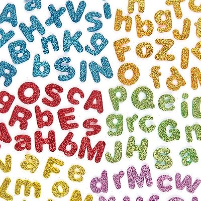 Baker Ross Lot de 850 Lettres Autocollantes de l'alphabet en Mousse Pailletées - Apprendre tout en s'amusant