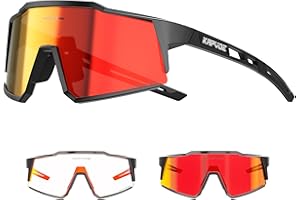 KAPVOE Photochromatische Selbsttönend Fahrradbrille TR90 Rahmen für Herren Damen Klar Sportsonnenbrille Sport Radfahren MTB Radbrille Sportbrille Fahren Baseball Laufen K9022
