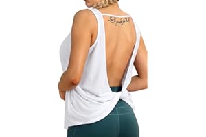 icyzone Canotte Palestra Donna Senza Schienale,Traspirante e Comoda Sciolta Canotta per Allenamento,Corsa,Fitness