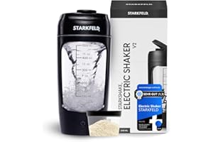 STARKFELD® STARKSHAKE® Elektrischer Shaker V2 – Automatischer Protein Mixer für perfekte cremige Eiweißshakes | 7000 RPM |Mit Supplement Pod| BPA-freier Tritan Shaker | USB-C aufladbar |650 ml|Schwarz