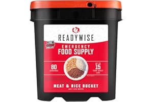 ReadyWise, 80 Portions, Ration d'urgence, Viande et Riz, Bœuf et Poulet avec assaisonnements, Kit Alimentaire Grab & Go, Lyophilisé, Jusqu’à 15 Ans De Conservation, Nourriture D'Urgence