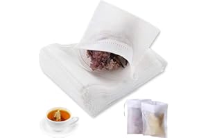 LYMYBETY 100 Pcs Tea Infuser Bags Disposable Tea Bags for Loose Tea Cotton Drawstring Seal Muslin Bags Individually Wrapped Tea Bags (Non-Woven Tea Bag, 100pcs 3.93 * 5.9 inch)