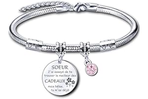 ZYMGUO Cadeau Soeur Noël Bracelet,Cadeaux Bracelet de Soeur,Cadeau de fête des Mères,Sœur Originale Bracelet Cadeaux d'anniversaire,Cadeaux de Noël