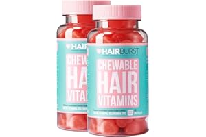 HAIR BURST Biotin Gummies for Hair Growth — Hair, Skin & Nails Vitamin Supplement, Reduces Breakage, Promotes Healthier Thicker- Daily Chewable Vitamins (Pack of 2 (120 Capsules))