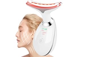 CooBES Elektrisches Gesichtsmassagegerät Anti-Falten,Hals Gesichtsstraffungsgerät,Face Gegen Falten Beauty Meter,EMS Gesichtspflegegerät Anti-Falten Gerät für Damen (3 Farbige LED-Modi-Weiß)