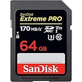 SanDisk Extreme PRO 64GB SDXC Memory Card up to 170MB/s, UHS-1, Class 10, U3, V30, Black
