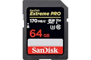SanDisk Extreme PRO 64GB SDXC Memory Card up to 170MB/s, UHS-1, Class 10, U3, V30, Black