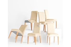 RESTILO Set di 6 coprisedia elasticizzabili Coprisedie rimovibili e lavabili per sedie da pranzo, Rivestimento elastico per sedie da cucina, ristorante, hotel, banchetto, matrimonio, festa, Sento