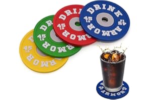MONTTESE Posavasos Originales con Forma de Pesas de Gimnasio, Posavasos Silicona para los Amantes del Gym, 4 Unidades de Discos de Barras, para Bebidas como Cervezas, cafés o te, Originales y duraderos