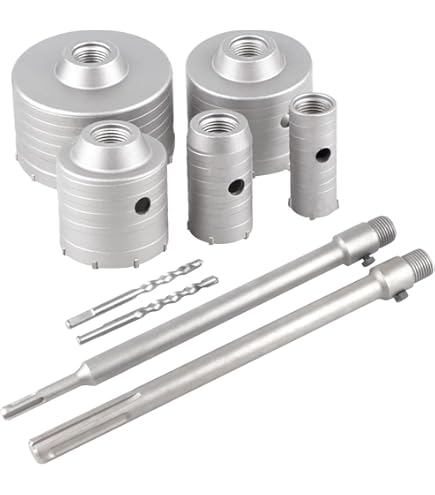 Set Carotatrice A Tazza 9 Pezzi - Diametri 30-100mm, Per Cemento E Muratura, Punte SDS Plus/Max, Con Valigetta