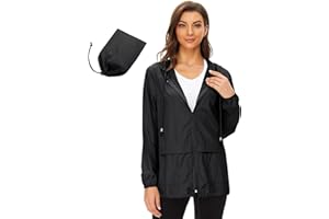 Durio Veste de pluie légère pour femme - Imperméable - Respirante - Pliable - Coupe-vent - Avec capuche - Veste softshell - Veste de cyclisme