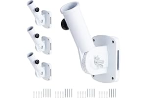 Coolty 4PCS Support de Mât de Drapeau Réglable Support de Montage de Mât de Drapeau Multipositions Support Mural pour Mât de Drapeau en Alliage d'aluminium 1" Diamètre Intérieur (Blanc)