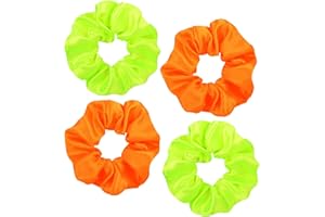 ZBHDEYG 4 sztuki neonowych gumek do włosów, satynowe gumki do włosów dla kobiet, elastyczne gumki do włosów, eleganckie gumki do włosów, dla kobiet i dziewcząt