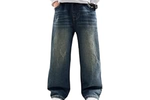 WESALOES Baggy Jeans pour Garçons avec Ceinture Élastique Pantalons Garçon en Denim Hip Hop Y2 K Streetwear Printemps pour Enfants Jean Baggy Garcon Pantalon Cargo Large Décontracté