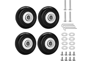 ZXGLXINYAO Zapasowe koła bagażowe 50 mm x 18 mm, koła zastępcze, gumowe łożyska bagażowe, łożyska obrotowe, kółka zapasowe, zestaw naprawczy, z akcesoriami, czarne, 4 szt