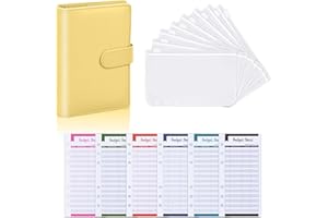 COLEXY Classeur Budget A6 Enveloppe,6 Trous Budget Planner,PU Cuir Reliure d'économie d'argent,avec 8 Enveloppe,12 Feuilles de Budgets, pour Économiser de l'argent & Dépenses Prévues (Jaune)